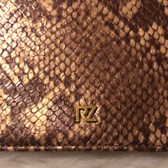 NWOT RZ Gold & Brown Animal Print Crossbody Wallet Gold Accents - Picture 6 of 9